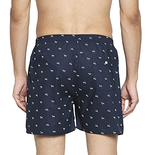 Image of Longies Cotton Mens Boxers Pack of 3 Regular Printed Shorts (LGBOXPO3VOO3 Black,Grey,Black3394 M)