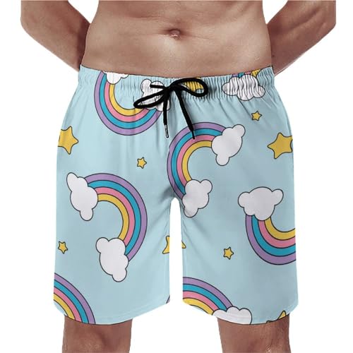 Shorts de bain homme étoiles arc-en-ciel en taille S avec cordon
