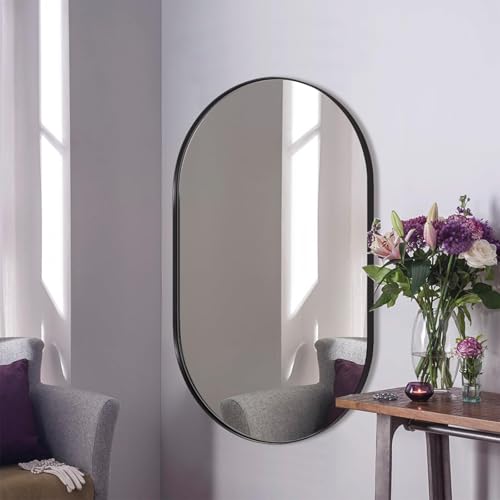 ANDY STAR Oval Bathroom Mirrors, 30x48’’ Double Vanity Mirror, Black Oval Mirrors for Bathroom, Stainless Steel Framed, 1’’ Deep Wall Mounted Vertical/Horizontal by ANDY STAR - Image 7