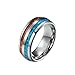 Epinki 8MM Anello Uomo Fedina, Anello Conchiglia in Legno Opale Blu Marrone Anelli Fidanzamento Semplici in Tungsteno Misura 20