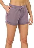 icyzone Workout Lounge Shorts for Women - Athletic Running Jogging Cotton Sweat Shorts (L, Lilac)