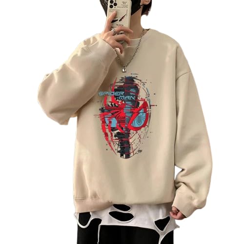 brief chickade Mens Women Crewneck Unisex Hoodie Sweatshirt Long-Sleeve Lightweight Fleece Pullover Basic Spider Mask Printed Casual Workout Shirt Tops-picture-28