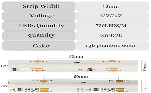 Tira LED digital RGB direccionable 5m 720Led/m DC12V/24V miniatura 6