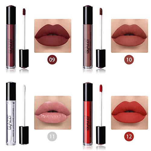 BONNIESTORE 12Pcs Matte Liquid Lipstick Set with Lip Plumper, Waterproof Long Lasting lipstick Set Nude Red Color Matte Lip Gloss Durable Liquid Lipgloss Set for Women Makeup - Thumbnail 3