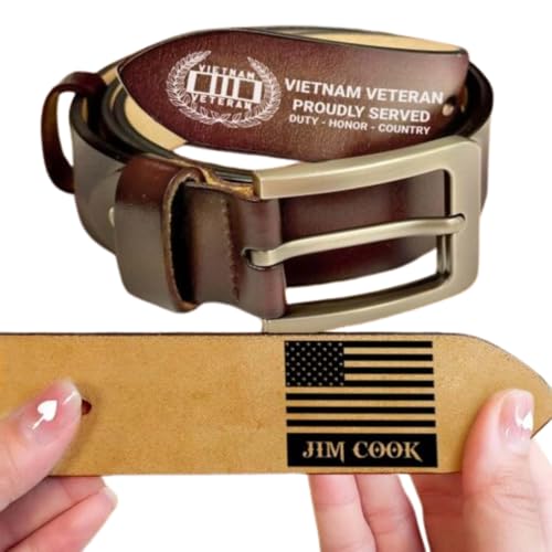 Personalized Vietnam Veteran Belt, Vietnam Veteran Proudly Served Leather Belt, Vietnam Veteran Gift Adjustable Leather Belt Gifts for Men, Personalized Leather Belts For Men