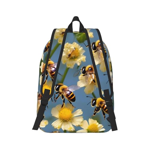 Sac à dos de voyage décontracté imprimé abeille pour randonnée et extérieur - 3