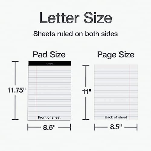 image for Oxford 8.5 x 11 Inch Legal Pads, 12 Pack, Wide Ruled on Both Sides, Wh