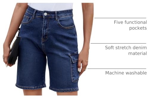 Image of Womens Jean Shorts High Waisted Stretchy Bermuda Shorts Trendy Casual Denim Shorts