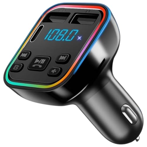 Bluetooth 5.3 FM Transmitter for Car Adapter (PD 36W & 12W)[Fast Charging] Wireless Radio Receiver,Hands-Free Calling,Music Player Support 64G Drive with Light Switch Car Charger.