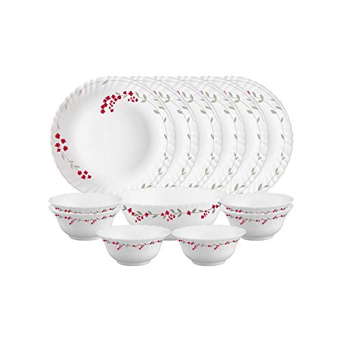 Larah by Borosil Verona Opalware Dinner Set, 13 Pieces, White