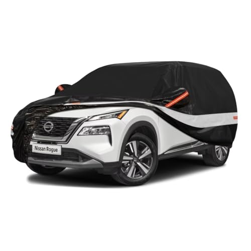 Image of Holhtly Car Cover Custom Fit for Nissan Rogue, Car Covers for Automobiles All Weather Waterproof Sun Snow Rain Wind Dust Protection, Outdoor Car Cover Black & Grey
