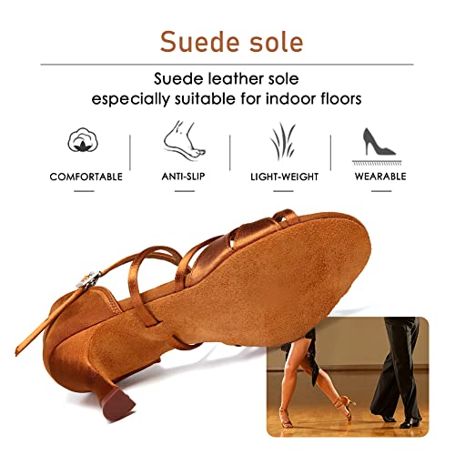 Women's Latin Dance Shoes Silk Open Toe Professional Ballroom Salsa Tango Performance Dance Heels4