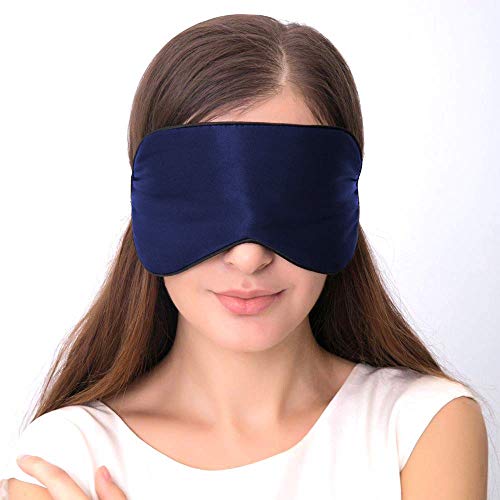 Masque pour les yeux en soie, masque de sommeil, sangle réglable, bandeau léger pour les voyages, le sommeil, les siestes et la méditation. (Bleu.) Cover