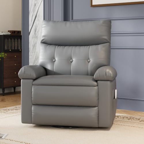 Image of GarveeHome Leather Manual Recliner Chair for Adults - Heat and Massage