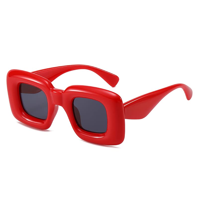Fashion Square Inflated Sunglasses for Women Men Trendy Chunky Glasses Thick Frame Funny Mask Shades Designer Style