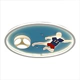 WHL Moderne Cartoon Fußball Deckenleuchte Kinderzimmer Deckenlampe LED dimmbar runde ultradünne Deckenlicht Acryl Augenschutz Schlafzimmer Lampe Junge Zimmer Lampe kreative Einfachheit,Blau