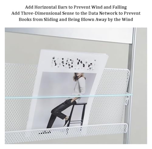 Présentoir à brochures Rotatif sur Pied avec roulettes - Porte-revues en métal pour Bureaux, Salons Professionnels, expositions et Solutions de Rangement pour commerces