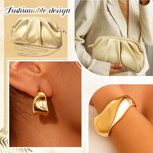 Image of Landical 3Pcs Gold Clutch Purse Jewelry Set for Women Evening Bag Cuff Bracelet Earring Gold Accessories for Women Prom Party