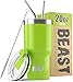 Beast 20 oz. Tumbler Stainless Steel - Vacuum Insulated Rambler Coffee Travel Cup Gift Bundle (20 oz, Lemongrass Green)