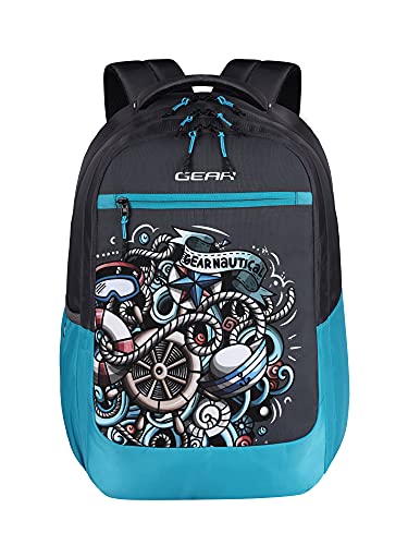 Graffitti 29 Ltrs Grey-Lake.Blue 3 Compartments School Standard Backpack With Raincover (Bkpgrftrc0454)