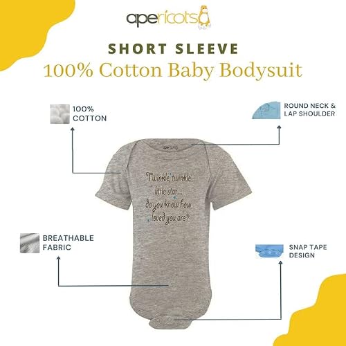 Apericots Cute Unisex Baby Short Sleeve Bodysuit, Twinkle, Twinkle Little Star, Do You Know How Loved You Are? (0-18 Months) #TOP1