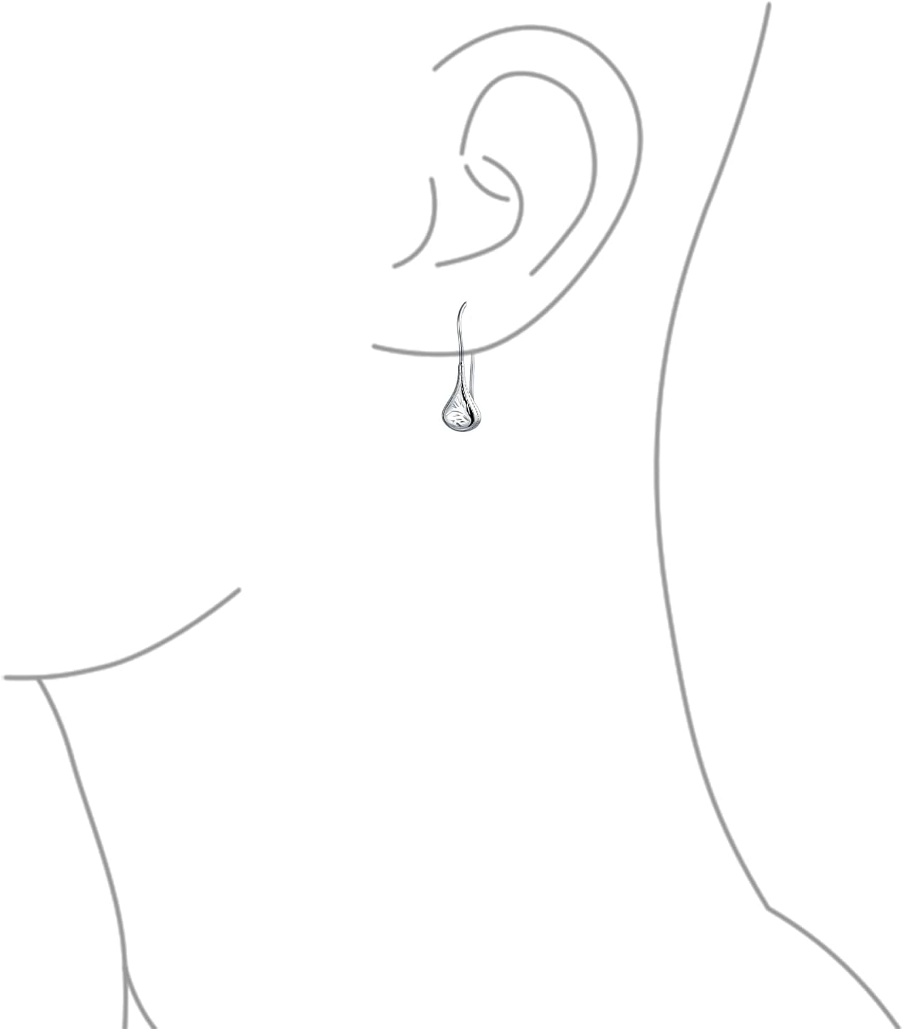 Bling Jewelry Carved Etched Puffed Diamond Cut Rain Drop Teardrop Earrings For Women Fishhook .925 Sterling Silver 1.25 1.5 1.75 Inch