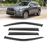 CMVT Auto Window Visor for Toyota Corolla Cross 2022-2026, Out-Channel Rain Guards Shields Vent Wind Shade Deflector Dark Smoke 2023 22 23 24, Tape-On Outside-Mount, 4PCS