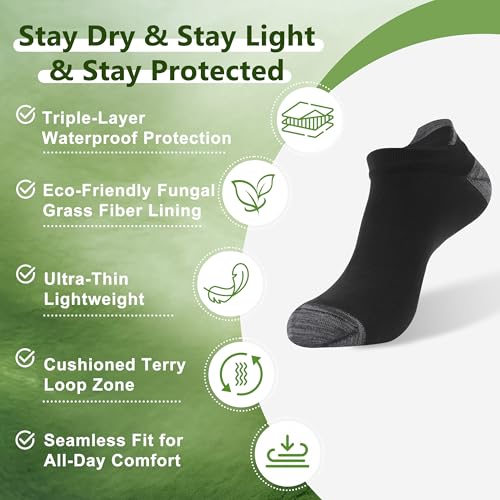 Image of RANDY SUN Waterproof Socks - Ultra Thin Seamless Cushion Socks with Eco-Friendly Juncao Inner, Breathable & Sweat-Friendly