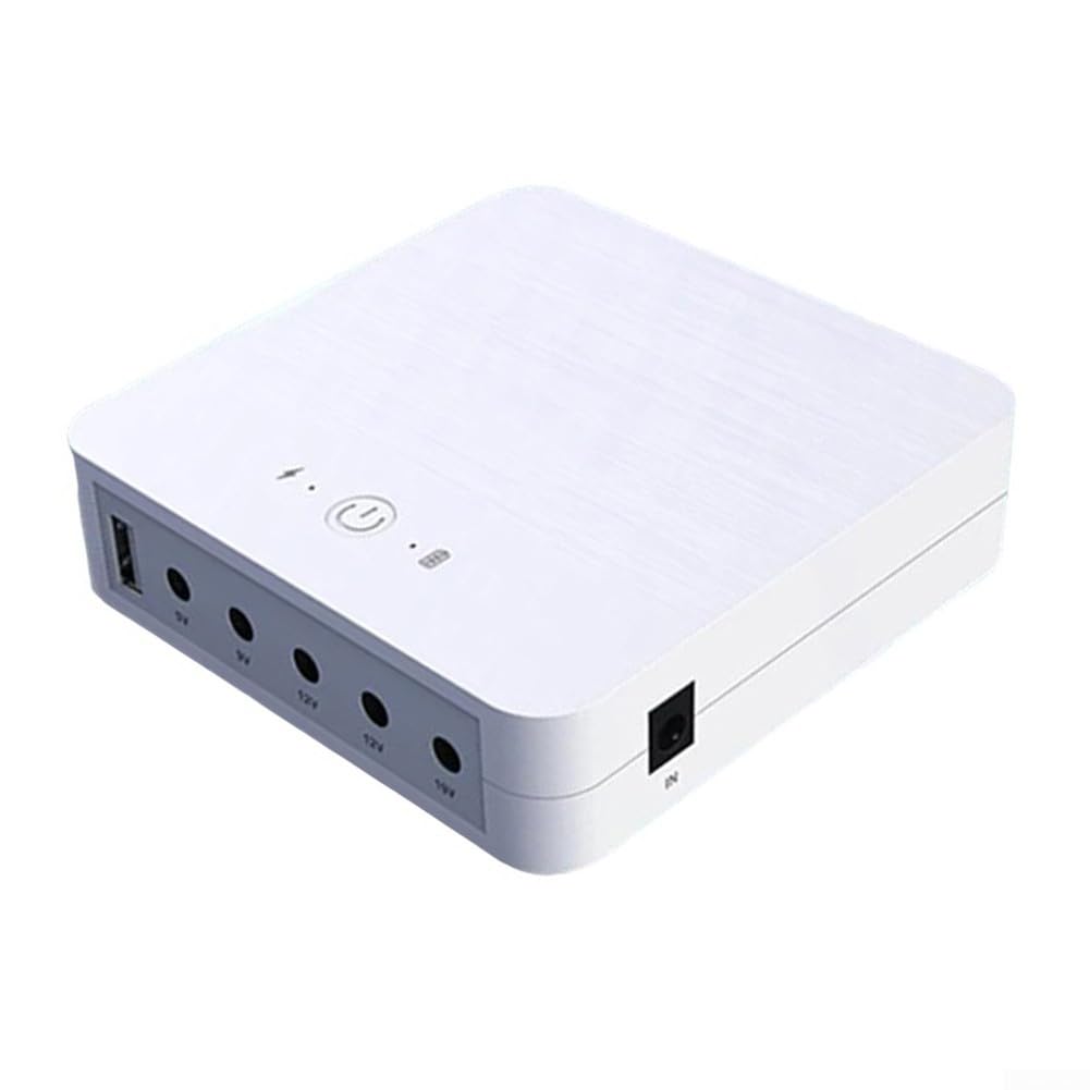 Mini UPS Backup Akku 13200mAh Kompakt Mehrfach DC Ausgang 5V 9V 12V 19V Dual-Gerät Leistung Li-Ion Tragbar Weiß Überlastschutz Für Router Sicherheitssystem Kamera Reise Büro