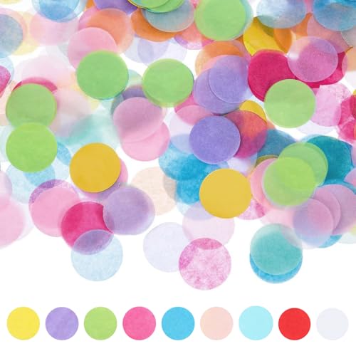 YELYTR 6000 confeti de cumpleaños, 2,5 cm, redondo, multicolor, 50 g, multicolor, decoración para cumpleaños, bodas, fiestas, decoración de papel de seda para San Valentín, aniversario