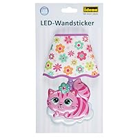 Sticker Mural LED Idena - Motif Animaux Sauvages Avec Paillettes - Veilleuse Tactile 31x18 Cm - Pour Chambre D'enfant