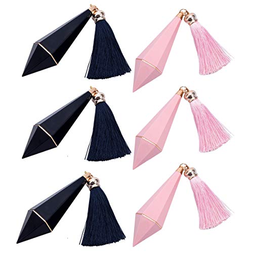 RONRONS Set of 6 Diamond Shape Empty Lipstick Containers Plastic Lip Balm Tubes Refillable Sample Vials (Navy + Pink)