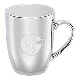 Farbe: silber/ weiß FC Schalke 04 Kaffeetasse - Silber - Becher, Kaffeebecher, Tasse, Mug S04 - Plus Lesezeichen I Love Gelsenkirchen