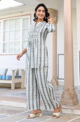 Image of Janasya Women's Pure Cotton Floral Printed Straight Co-ord Set