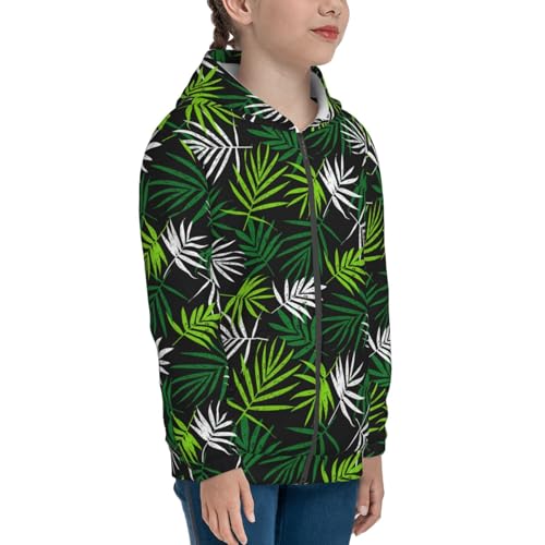 Tropical Leaves1 Kid Hoodies Boys Zip Up Sweatshirts Girls Pullover with Pocket4