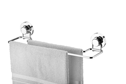 PORTA TOALHAS DUPLO COM VENTOSA REDONDA CROMADA