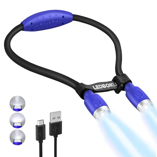 LEDBOKLI Neck Reading Light, 6 Brightness Levels, Bendable Neck Light for Bed, Crochet, Knitting, Camping, Repairing