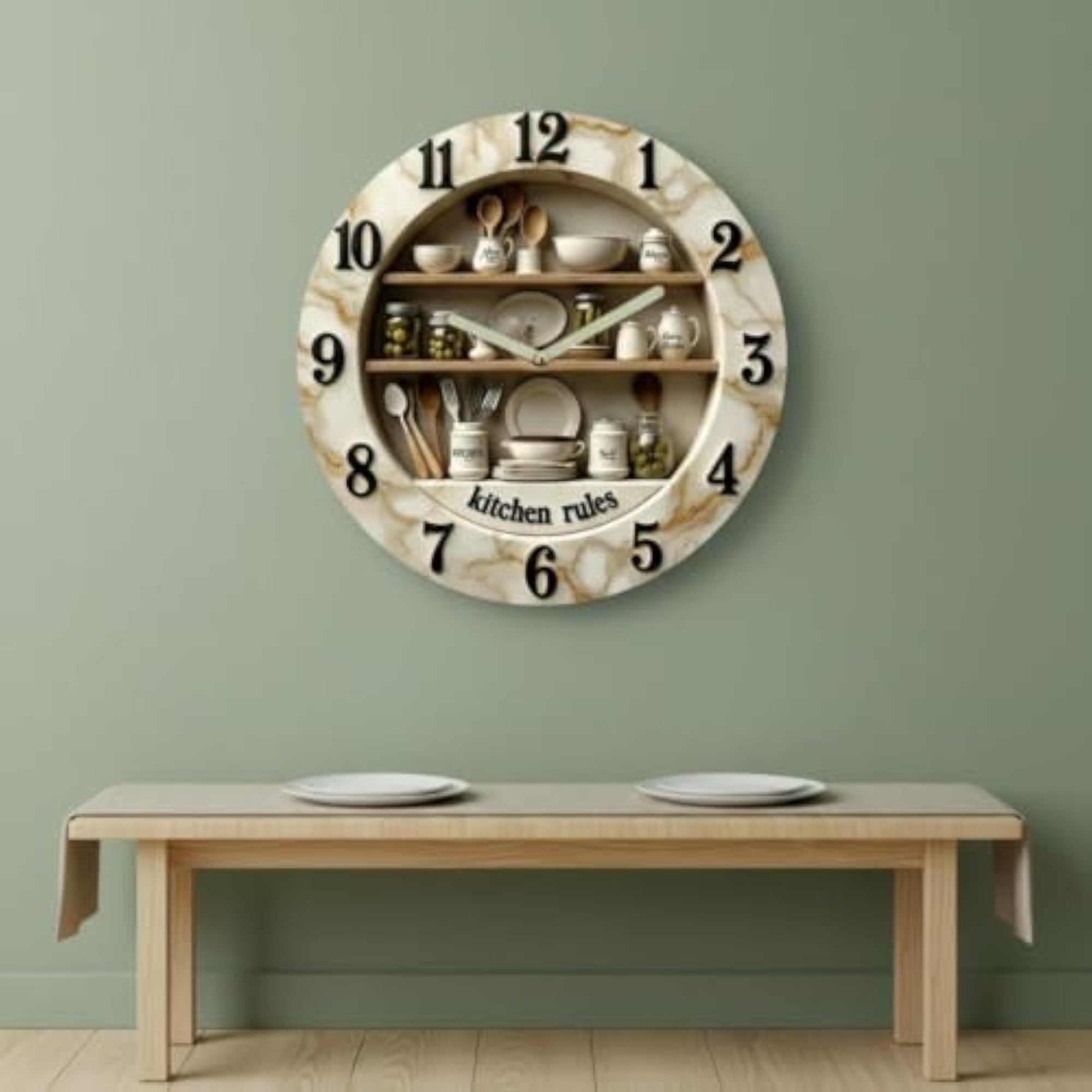 Nordic Design Kitchen Herb Wall Clock