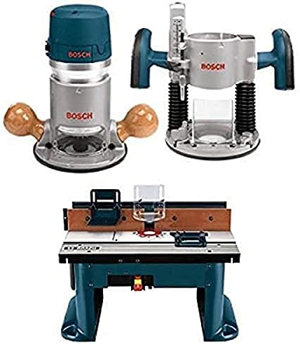 Bosch 1617EVSPK Wood Router Tool Combo Kit - 2.25 Horsepower Plunge Router & Fixed Base Router Kit with a Variable Speed 12 Amp Motor and RA1181 Benchtop Router Table