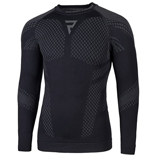 REBELHORN Active II Thermo Jersey Herren | Langarm | Thermounterwäsche | Funktionsshirt | Feuchtigkeitsableitung | Atmungsaktiv | Kompressionszonen | Thermomotorradkleidung