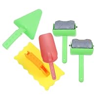 TOYANDONA Bricklaying Toy and Sand Digging Plaything Set for Children, 5pcs Boys and Girls Beach Tool Kit Shovel, Triangle Trowel, Smoothing Tool, and 2 Wheel Rollers for Outdoor Sand Play