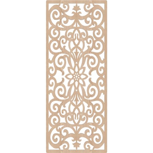 Image of Buel Decorative Pierced Fretwork Wood Wall Panels, 27 3 /8 inchW x 69 3 /8 inchH x 3 /8 inchT, Red Oak