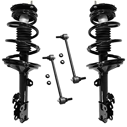 🛒 Crazy Deals Detroit Axle - Front Struts w/Coil Springs and Stabilizer Sway Bars Replacement for Toyota Highlander Lexus RX330 RX350 RX400h - 4pc Set
