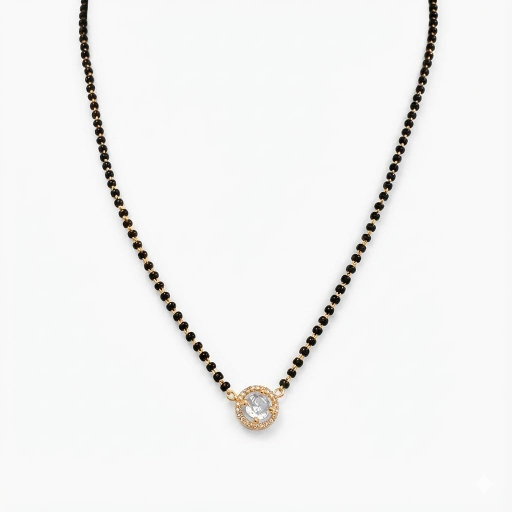 Gold Plated Round Shaped Mangalsutra with Chain for Women-picture-56