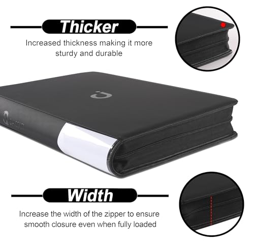 Image of Premium Card Binder 16 Pocket - Fits 1600 Cards,4X4 Ringless Card Album with Sleeves for Trading Cards & Sports Cards(Model C,Classic Black)
