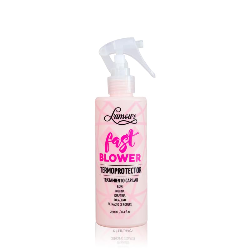 L'Amour Hair Treatment Thermoprotector Spray, 8.4 fl oz (250ml) - Advanced Heat Protection Up to 450°F & Frizz Control - Fast Blow Drying, Enhances Shine, Softness & Smoothness for All Hair Types