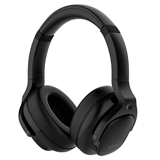 COWIN E9 Active Noise Cancelling Headphones Bluetooth Headphones Wireless Headphones Over Ear with Microphone, Comfortable Protein Earpads, 30 Hours Playtime for Travel/Work, Black