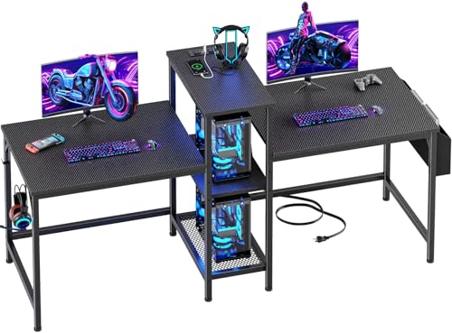 Amazon | Furologee ダブルデスク 電源コンセント付き 71インチ