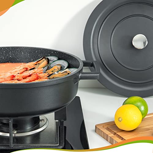 Foto von Pfanne 28 cm Induktion, beschichteter Schmortopf mit Deckel, antihaft-Bratpfanne Schmorpfanne für alle Herdarten, geeignet für Backofen bis 240℃