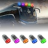 Wireless Solar Cab Lights, Solar Powered Cab Lights for Truck, Wireless Solar Powered Truck Cab Roof Lights, 5pc Wireless Cab Lights for Truck, Adhesive Solar Cab Lights (Rainbow-color,no remote)